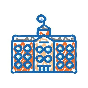 Facade school building icon doodle illustration Ilustración de archivo