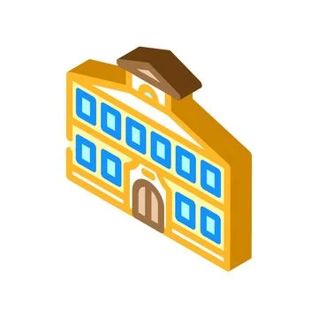 Facade school building isometric icon vector illustration Stock Illustration