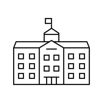 Facade school building line icon vector illustration Ilustración de archivo