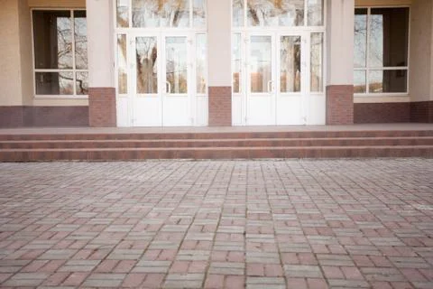 Facade of the school building Stock Photos