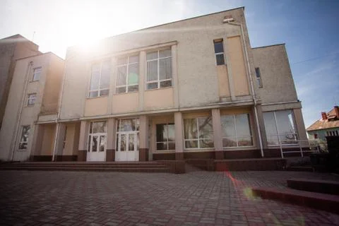 Facade of the school building Stock Photos