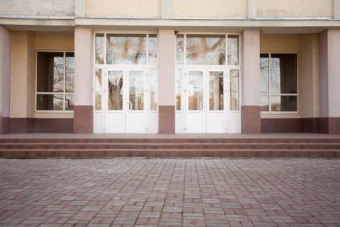 Facade of the school building Stock Photos