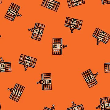 Facade school building vector seamless pattern Ilustración de archivo