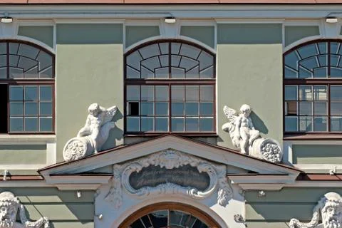 Facade with sculptures. Stock Photos