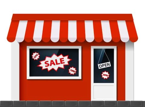 Facade with a showcase store. Stock Illustration