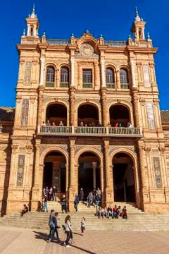 Facade of a side building at Spain Square, currently used by Immigration depa Stock Photos