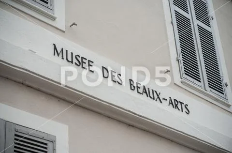 Facade Sign Of Alsatian Art Museum In Mulhouse - France