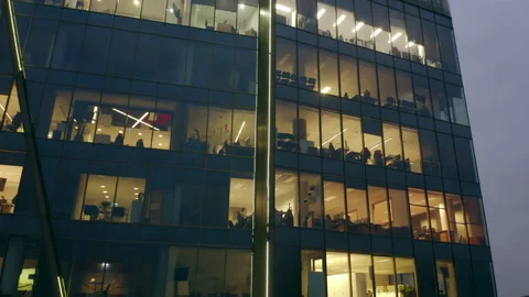 Facade skyscraper late evening and office windows International Business Center Vídeo Stock 201156619