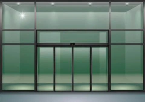 Facade with sliding doors Stock Illustration