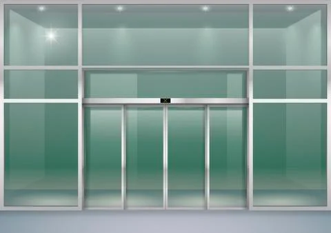 Facade with sliding doors Stock Illustration
