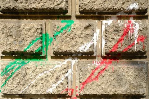 Facade smeared with paint. Foto stock