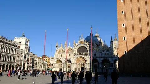 The facade of St Mark's Basilica Video stock 124750115