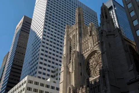 Facade of St. Patricks Cathedral in Nova, in Gothic style. Stock Photos
