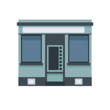 The facade of a stylish building in gray tones on a white background Ilustración de archivo