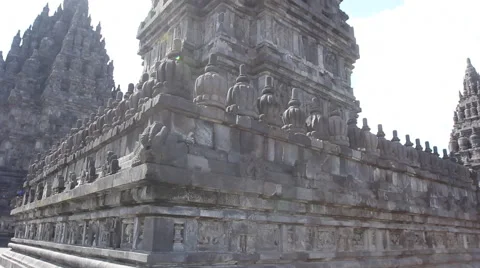 Facade of the temple Prambanan on the island of Java Stock Footage 49960729