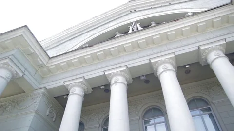 The facade of the theatre with columns Stock Footage 73299971