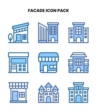 Facade Two Colour Design Icons Pack Ilustración de archivo