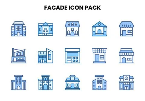 Facade Two Colour Scalable Icons Pack Ilustración de archivo
