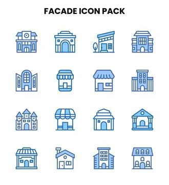 Facade Two Colour Scalable Icons Pack Stock Illustration