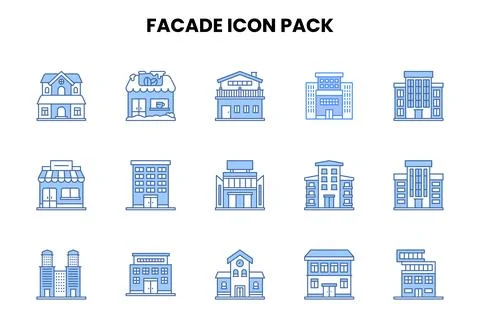 Facade Two Colour UI Icons Pack Stock Illustration