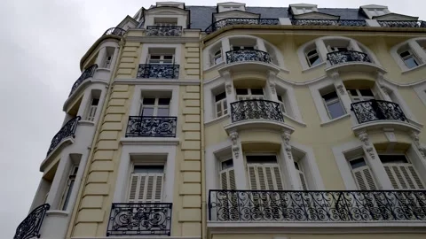 Facade typical houses, north of Normandy. Tilt 4K Stock Footage 256885582