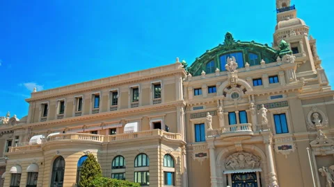 Facade view of Casino de Monte Carlo entertainment complex in Monaco. Stock Footage 247220696