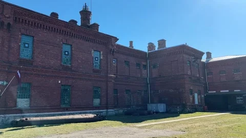 Facade view of Karosta former Soviet military prison now museum and hostel  Stock Footage 312331742
