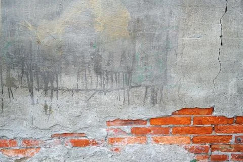 Facade view of old brick wall background Stock Photos