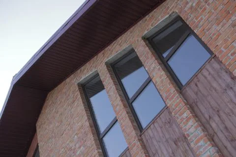 The facade of the villa, windows Stock Photos