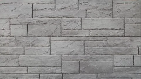 Facade wall made of a stone gray tiles. Decoration of buildings with natural Stock-Illustration