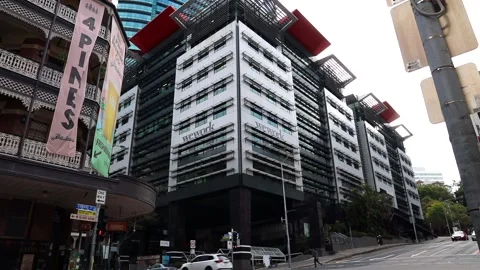Facade of We Work building in Brisbane Australia Stock Footage 158098648