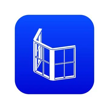 Facade window frame icon blue Stock Illustration