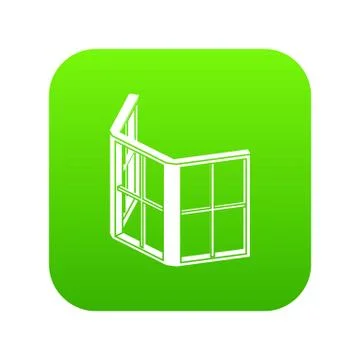Facade window frame icon green Stock Illustration