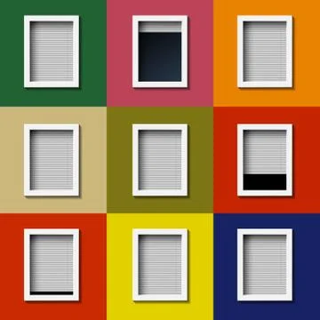 Facade with windows and colored wall. Stock Illustration