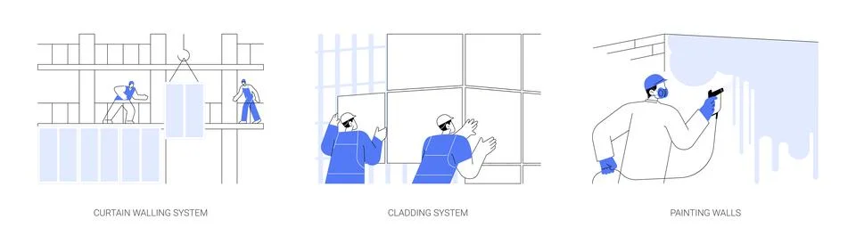 Facade works abstract concept vector illustrations. Illustrazione stock