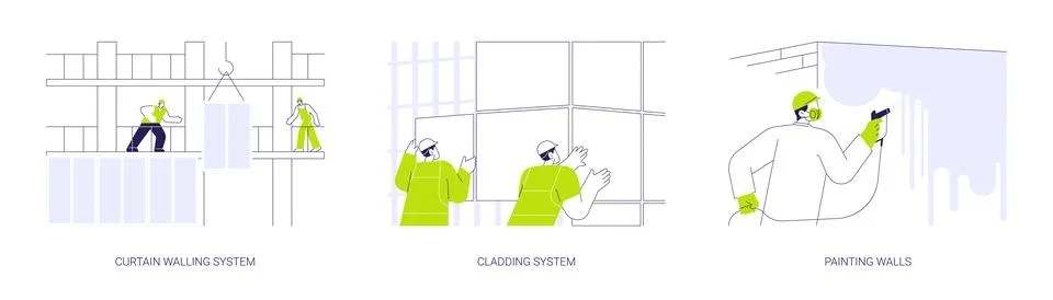Facade works abstract concept vector illustrations. Illustrazione stock