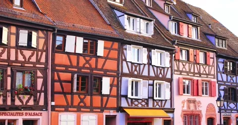 Facades of colorful buildings. Stock Footage 143836620