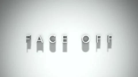 Face off 3D title animation with shadows on a white background Stock Footage 297109828