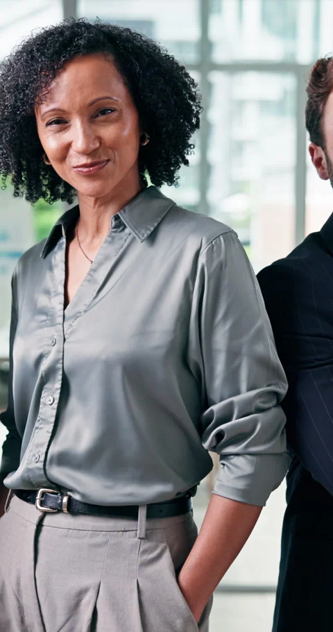 Face, about us and business people in office, smile and support for news report, Stock Footage 333247489