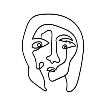 Face abstract artistic one line illustration Stock Illustration