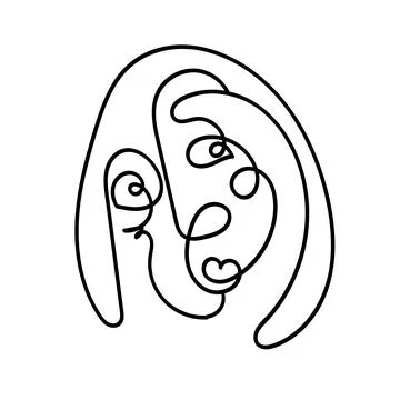 Face abstract artistic one line illustration Illustrazione stock