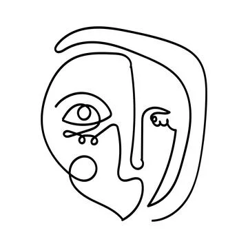 Face abstract artistic one line illustration Stock Illustration