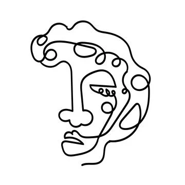 Face abstract artistic one line illustration Stock Illustration