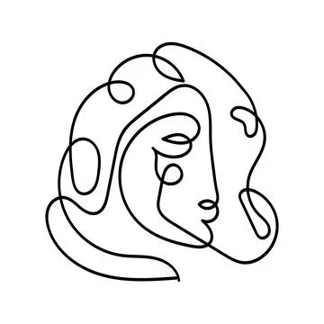 Face abstract artistic one line illustration Illustrazione stock