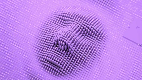 Face abstract of small cubes raising and lowering on purple background Stock Footage 327576799