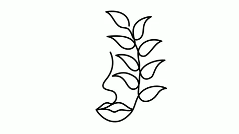 Face of an abstract woman with a leaf. Stock Footage 175346166