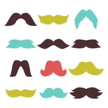 Face accessory party set fun mustache hipster beard character vector Stock Illustration