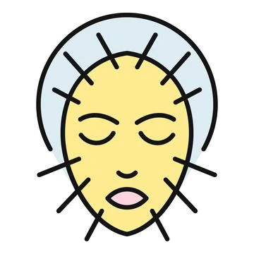 Face with acupuncture needles having spa facial treatment Stock Illustration