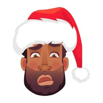 Face of African man in hat Stock Illustration