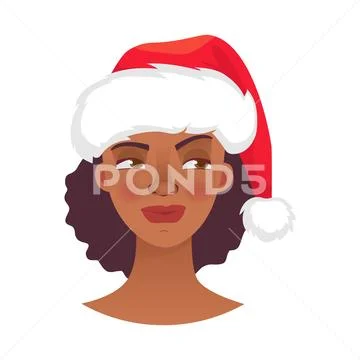 Face of African woman in hat Stock Illustration